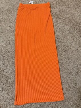 Ribbed Orange Maxi Skirt, Medium (new)!
